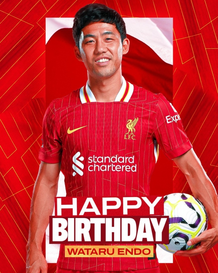  利物浦祝遠(yuǎn)藤航32歲生日快樂，球員加盟紅軍至今出戰(zhàn)62場比賽