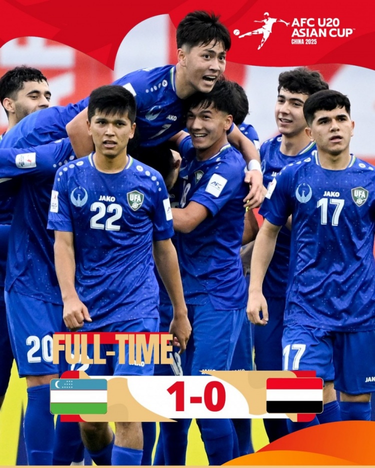  U20亞洲杯-烏茲別克斯坦1-0擊敗也門，奧林博耶夫頭球制勝