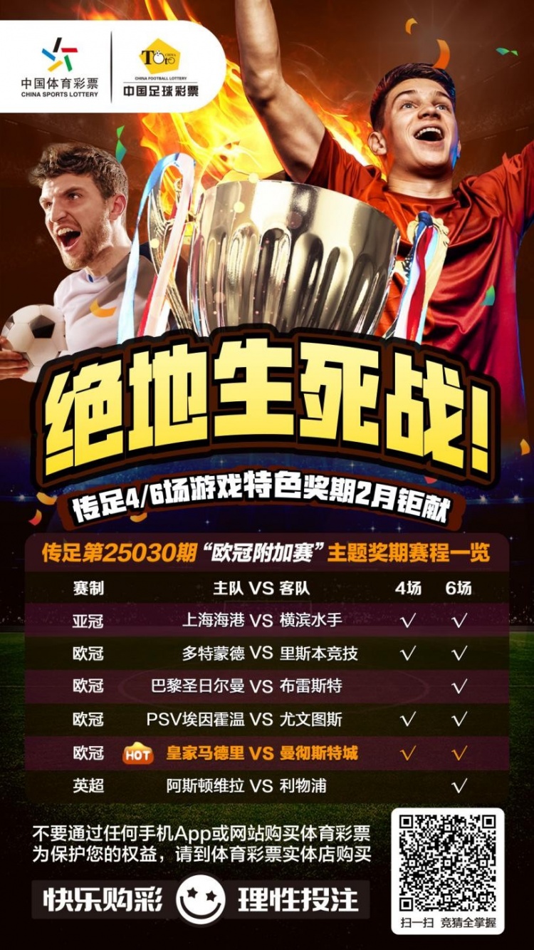  絕地生死戰(zhàn)！傳足特色獎期第25030期聚焦歐冠附加賽