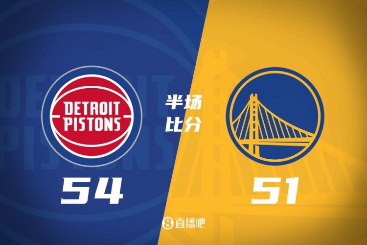  半場戰(zhàn)報-庫里三分6中1 杜倫11+11 勇士51-54落后活塞
